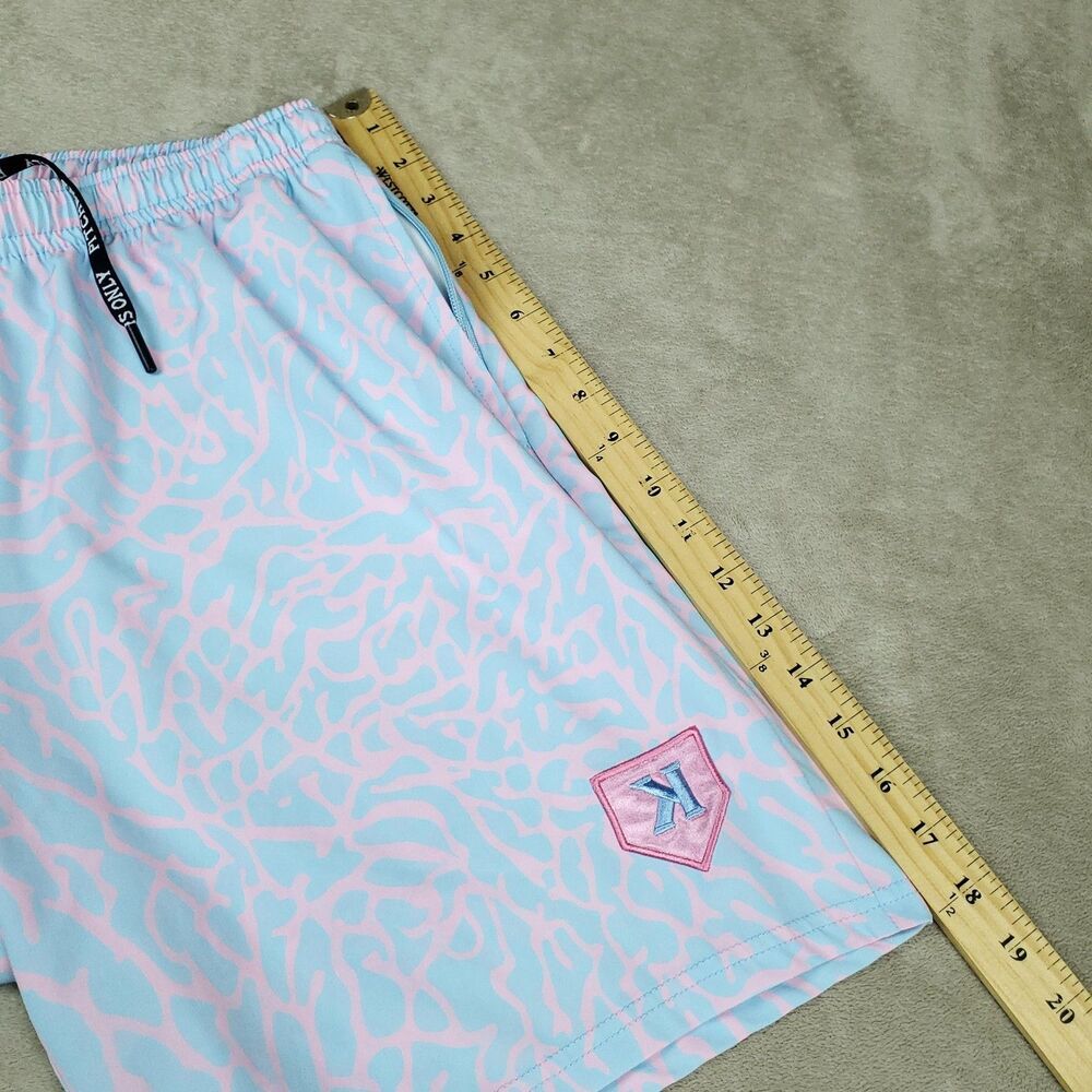 Pitchers Only Shorts Mens XL Blue Pink Geometric Athletic Drawstring Pockets - Picture 6 of 8